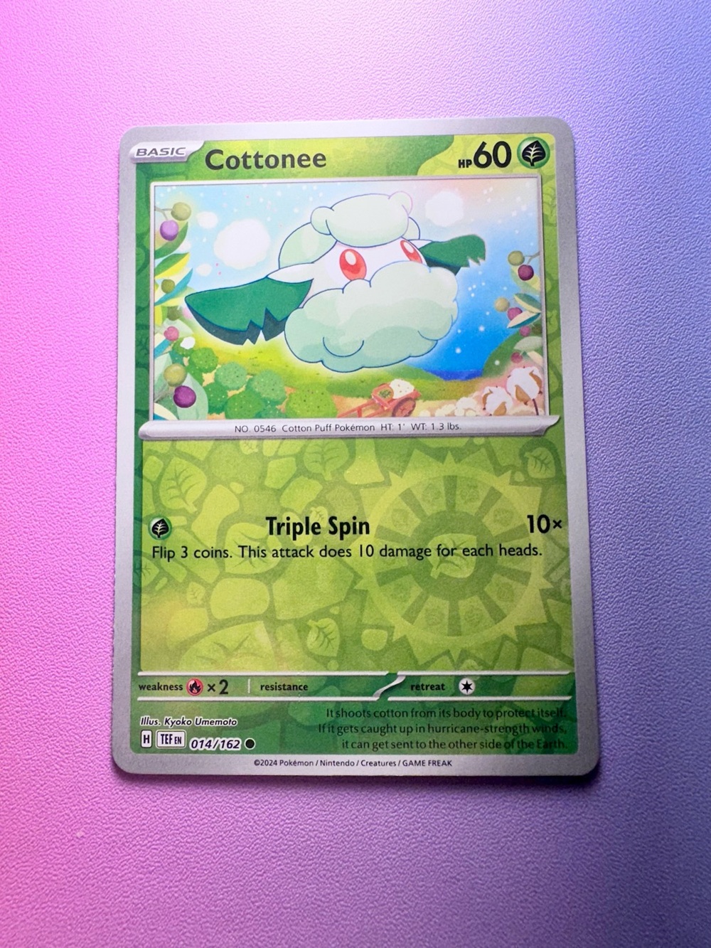 cottonee [reverse holo] - 014/162 (common) — pokemon: temporal forces